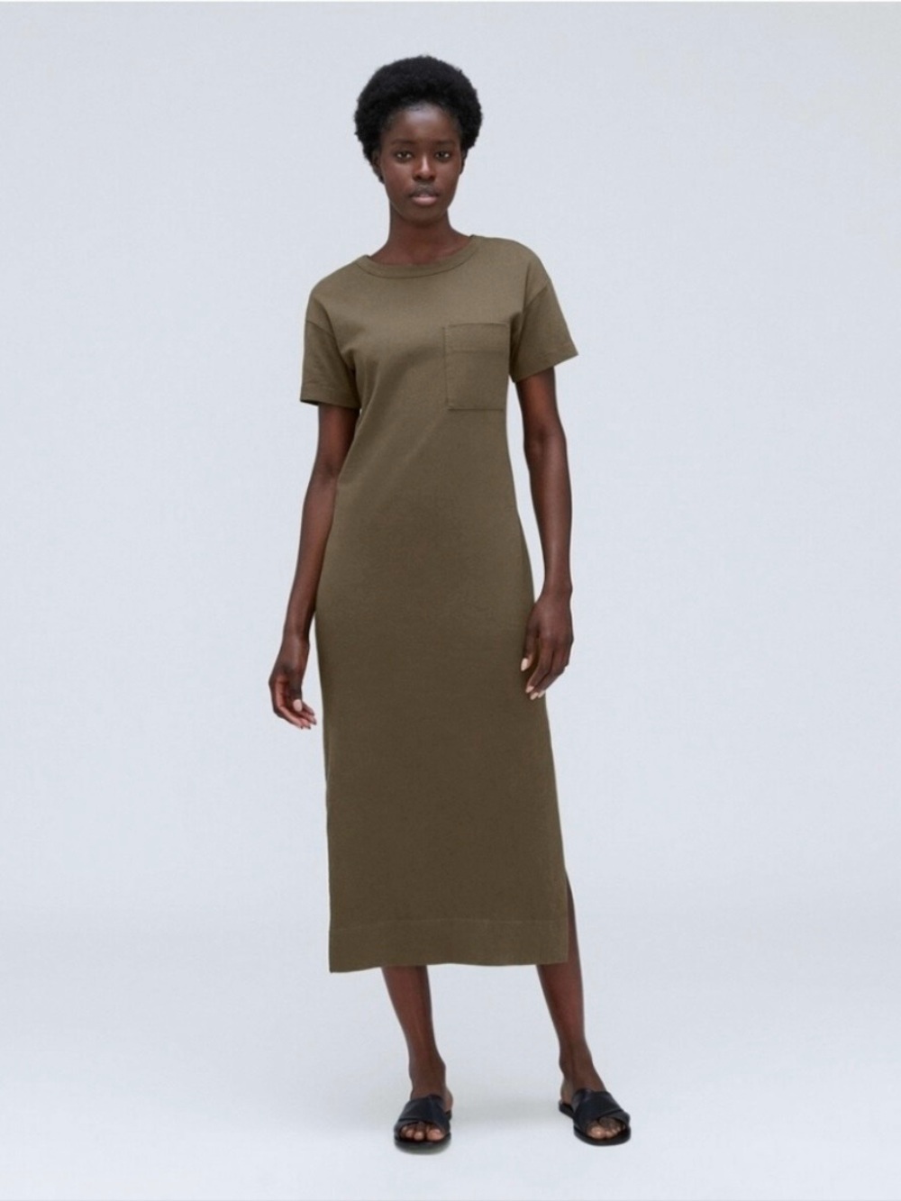 Everlane Olive Green Organic Weekend Maxi Dress T-Shirt XS